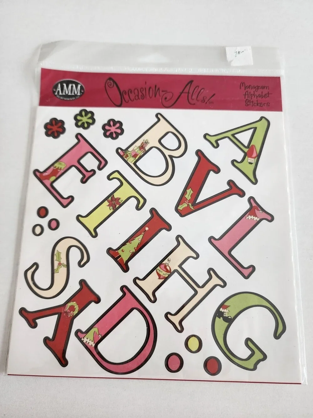 AMM - Letter Stickers Monograms Occasion Alls CHRISTMAS NEW Retired #24